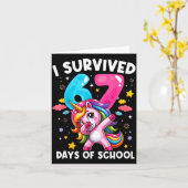 Funny Unicorn I Survived 67 Days Of School Meme Fo Kaart (Gele Bloem)