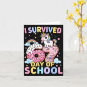 Funny Unicorn I Survived 67 Days Of School Meme Fo Kaart (Gele Bloem)