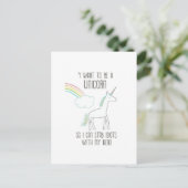Funny Unicorn Illustratie met Gezegde Briefkaart (Staand voorkant)