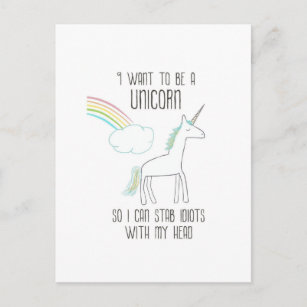 Funny Unicorn Illustratie met Gezegde Briefkaart