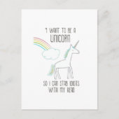 Funny Unicorn Illustratie met Gezegde Briefkaart (Voorkant)