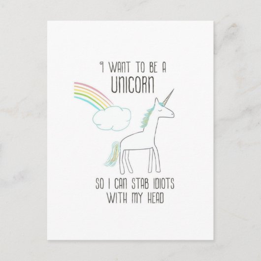 Funny Unicorn Illustratie met Gezegde Briefkaart (Voorkant)