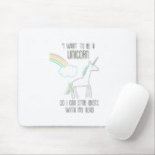 Funny Unicorn Illustratie met Gezegde Muismat (Met muis)