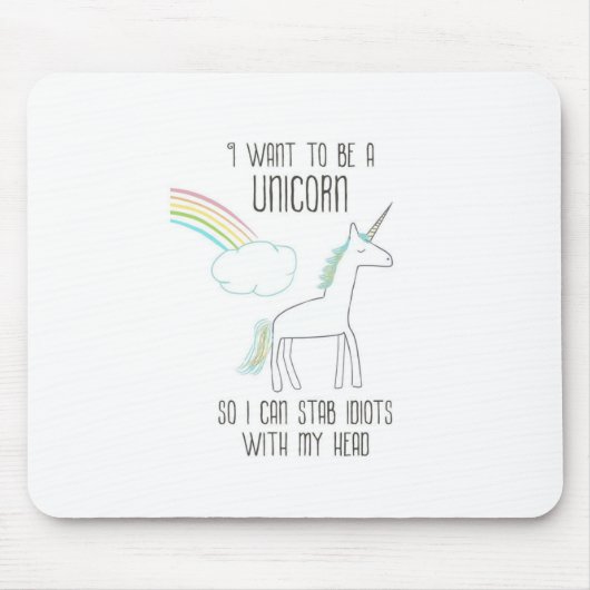 Funny Unicorn Illustratie met Gezegde Muismat (Voorkant)