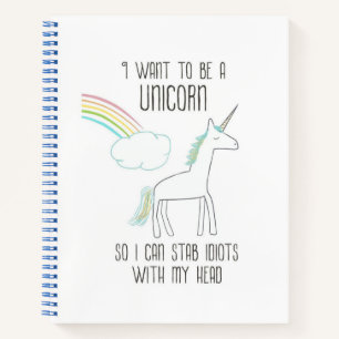 Funny Unicorn Illustratie met Gezegde Notitieboek