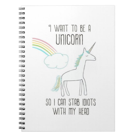 Funny Unicorn Illustratie met Gezegde Notitieboek (Voorkant)