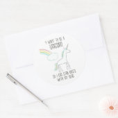Funny Unicorn Illustratie met Gezegde Ronde Sticker (Envelop)