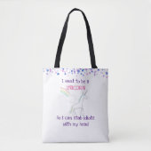 Funny Unicorn Illustratie met Gezegde Tote Bag (Voorkant)
