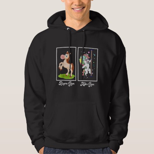 Funny Unicorn Illustratie voor na Gym Hoodie (Voorkant)