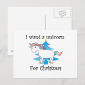 Funny unicorn kerstcadeau feestdagenkaart (Voorkant / Achterkant)