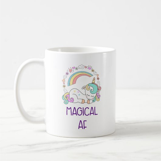 Funny Unicorn Magical AF met Girly Decorations Koffiemok (Links)