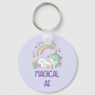Funny Unicorn Magical AF met Girly Decorations Sleutelhanger