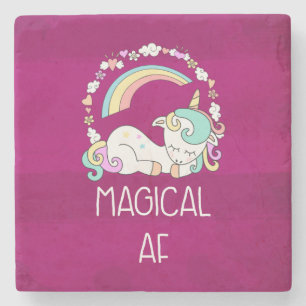 Funny Unicorn Magical AF met Girly Decorations Stenen Onderzetter