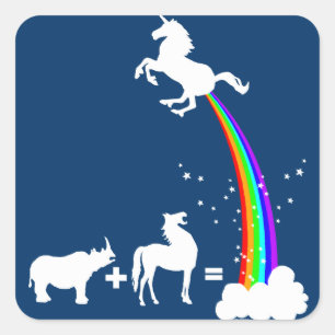Funny unicorn-oorsprong vierkante sticker