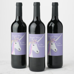 Funny Unicorn Paars Wine Label Wijn Etiket