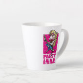 Funny Unicorn Party Animal Glam Rocker Cartoon Latte Mok (Rechterhoek)