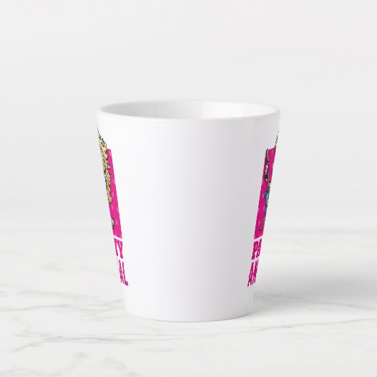 Funny Unicorn Party Animal Glam Rocker Cartoon Latte Mok (Voorkant)