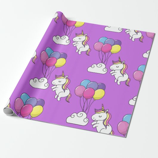Funny Unicorn Pattern Magic Horse Cadeaupapier (Uitgerold)