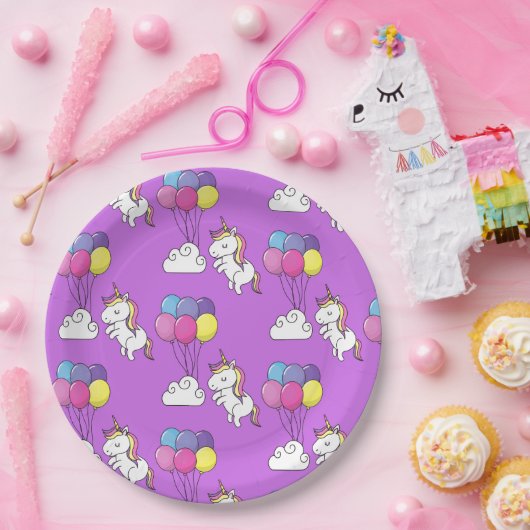 Funny Unicorn Pattern Magic Horse Papieren Bordje (Feest)