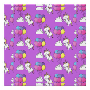Funny Unicorn Pattern Magic Horse Perfect Poster