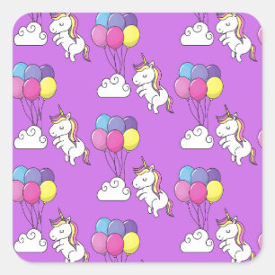 Funny Unicorn Pattern Magic Horse Vierkante Sticker