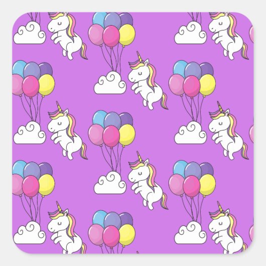 Funny Unicorn Pattern Magic Horse Vierkante Sticker (Voorkant)