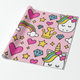 Funny Unicorn Pattern Pink Magic Horse Cute Cadeaupapier