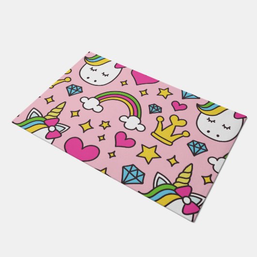Funny Unicorn Pattern Pink Magic Horse Cute Deurmat (Schuin)