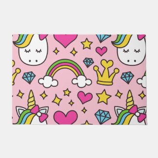 Funny Unicorn Pattern Pink Magic Horse Cute Deurmat