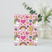 Funny Unicorn Pattern Pink Magic Horse Cute Feestdagenkaart (Staand voorkant)