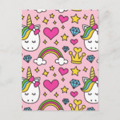 Funny Unicorn Pattern Pink Magic Horse Cute Feestdagenkaart (Voorkant)