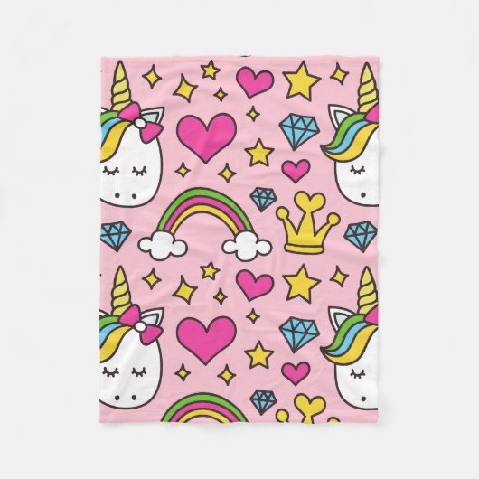 Funny Unicorn Pattern Pink Magic Horse Cute Fleece Deken (Voorkant)