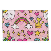 Funny Unicorn Pattern Pink Magic Horse Cute Kussensloop (Achterkant-Rechts)