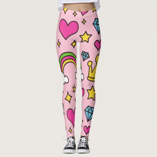 Funny Unicorn Pattern Pink Magic Horse Cute Leggings (Voorkant)