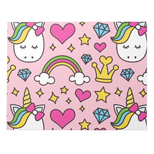 Funny Unicorn Pattern Pink Magic Horse Cute Notitieblok (Voorkant)