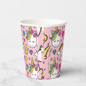 Funny Unicorn Pattern Pink Magic Horse Cute Papieren Bekers (Rechts)