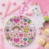 Funny Unicorn Pattern Pink Magic Horse Cute Papieren Bordje (Feest)