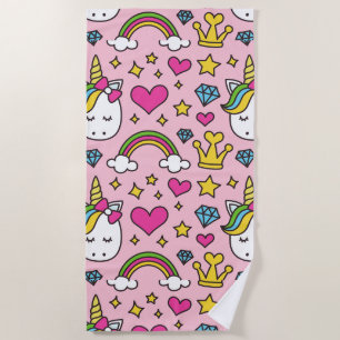Funny Unicorn Pattern Pink Magic Horse Cute Strandlaken