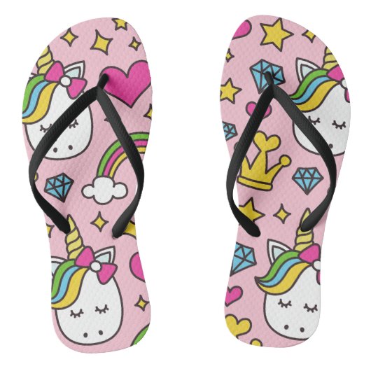 Funny Unicorn Pattern Pink Magic Horse Cute Teenslippers (Voetbed)