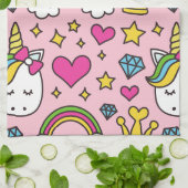 Funny Unicorn Pattern Pink Magic Horse Cute Theedoek (Gevouwen)