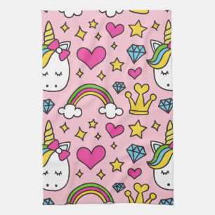 Funny Unicorn Pattern Pink Magic Horse Cute Theedoek