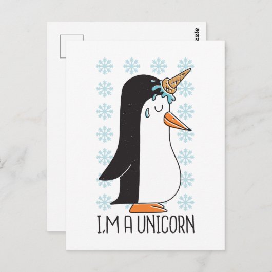 Funny Unicorn Penguin Briefkaart (Voorkant / Achterkant)