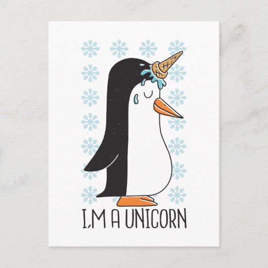 Funny Unicorn Penguin Briefkaart (Voorkant)