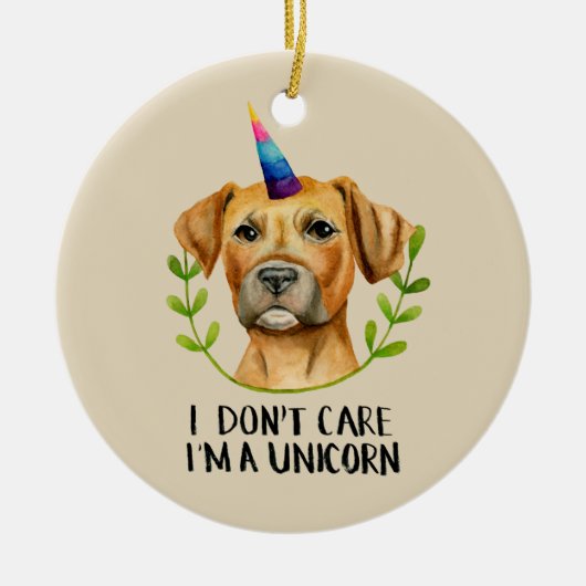 Funny Unicorn Pitbull Dog Illustratie Keramisch Ornament (Voorkant)