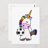 Funny Unicorn Play Soccer Cartoon Briefkaart (Voorkant / Achterkant)