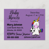 Funny Unicorn Plays Baby shower Uitnodiging Briefkaart (Voorkant)