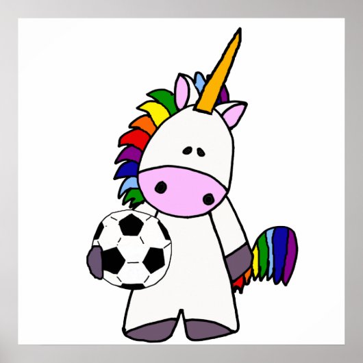 Funny Unicorn Plays Cartoon Poster (Voorkant)
