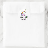 Funny Unicorn Plays Cartoon Ronde Sticker (Tas)