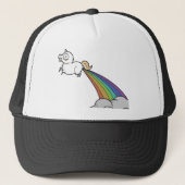 Funny Unicorn Pooping Rainbows Trucker Pet (Voorkant)