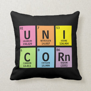 Funny Unicorn Rainbow Periodic Table of Elements Kussen